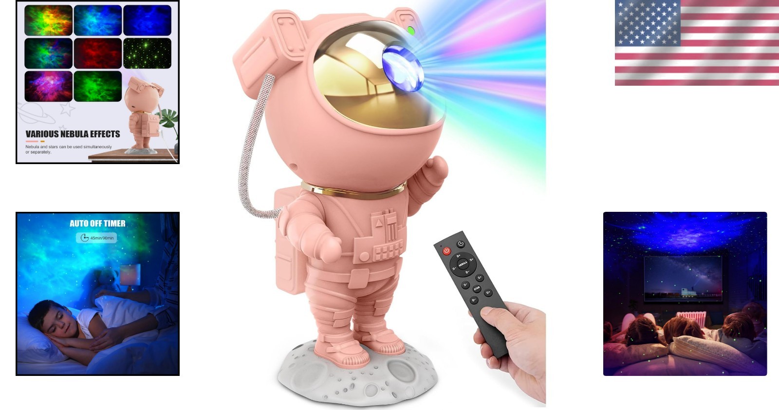 Versatile Pink Astronaut Galaxy Projector – Cute Night Light for Aesthetic Rooms