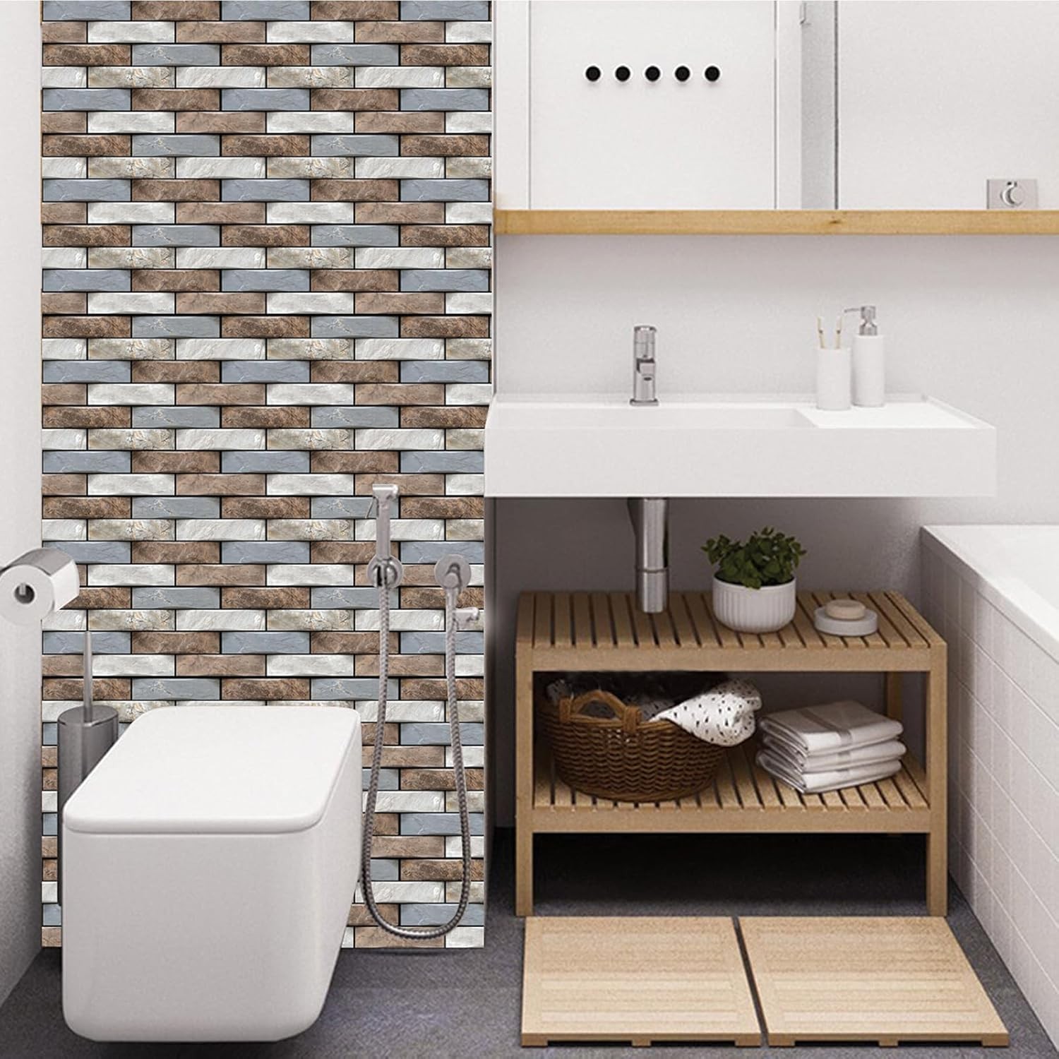 10PCS 3D Faux Stone Wall Panel Peel and Stick Foam Brick Self Adhesive Wallpaper
