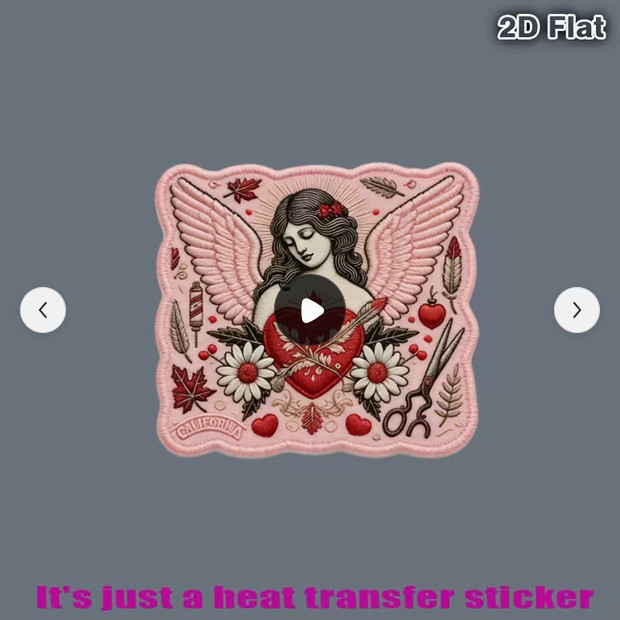 SWEET HEART ANGEL FLOWERS PRETTY PINK IRON ON DECAL