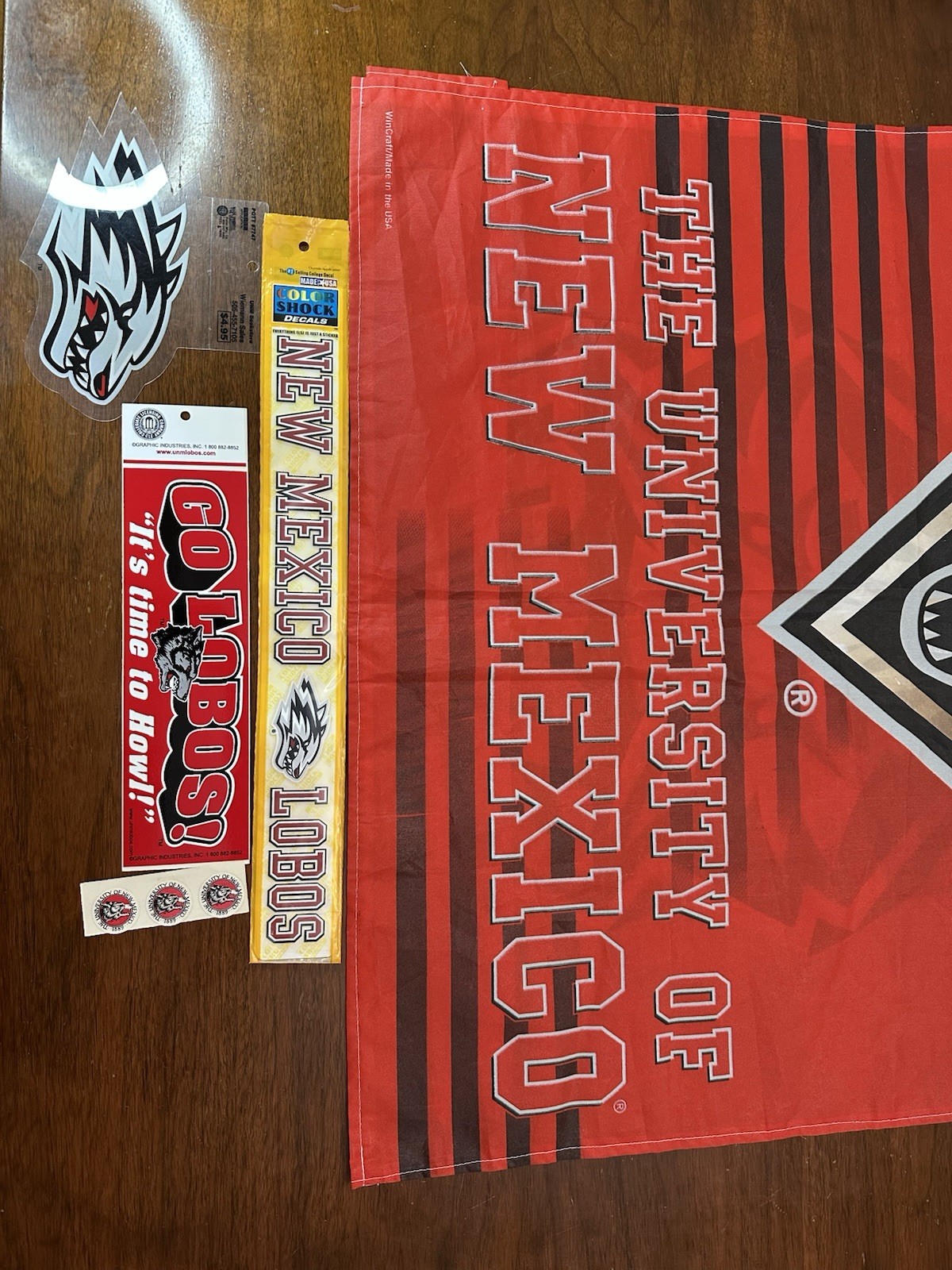 New Mexico Lobos NCAA Stickers & Used Banner Lot- Please Read See Photos! LOBOS!