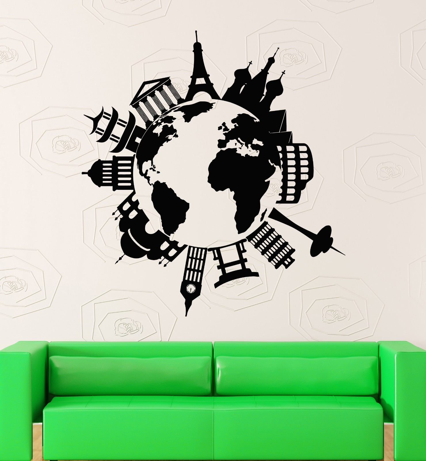 Wall Stickers Vinyl Decal Map Of The Famous Places Travel Coolest Decor (z1577)