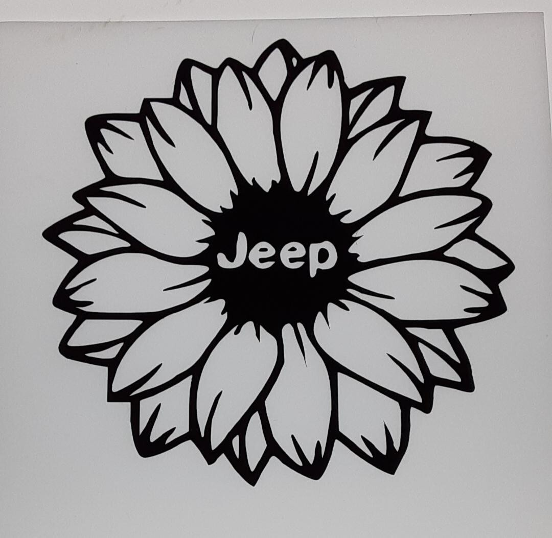 Jeep Sunflower Decal 5×5, Choose Color, Car, Home, Crafting
