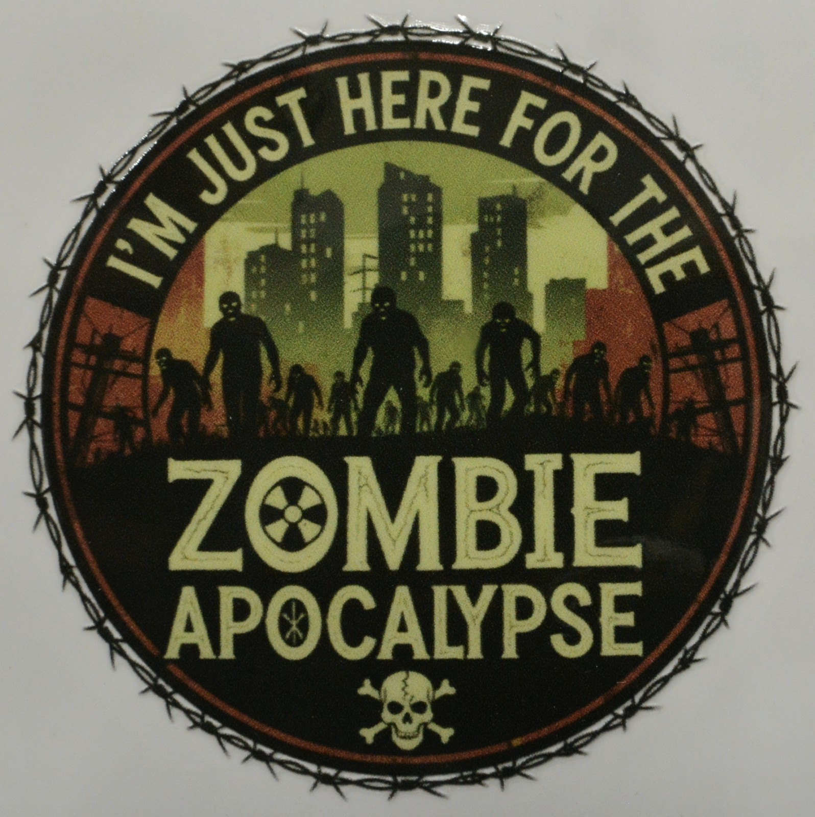 I'm just here for the Zombie Apocalypse Sticker 2.5in x 2.5in UV