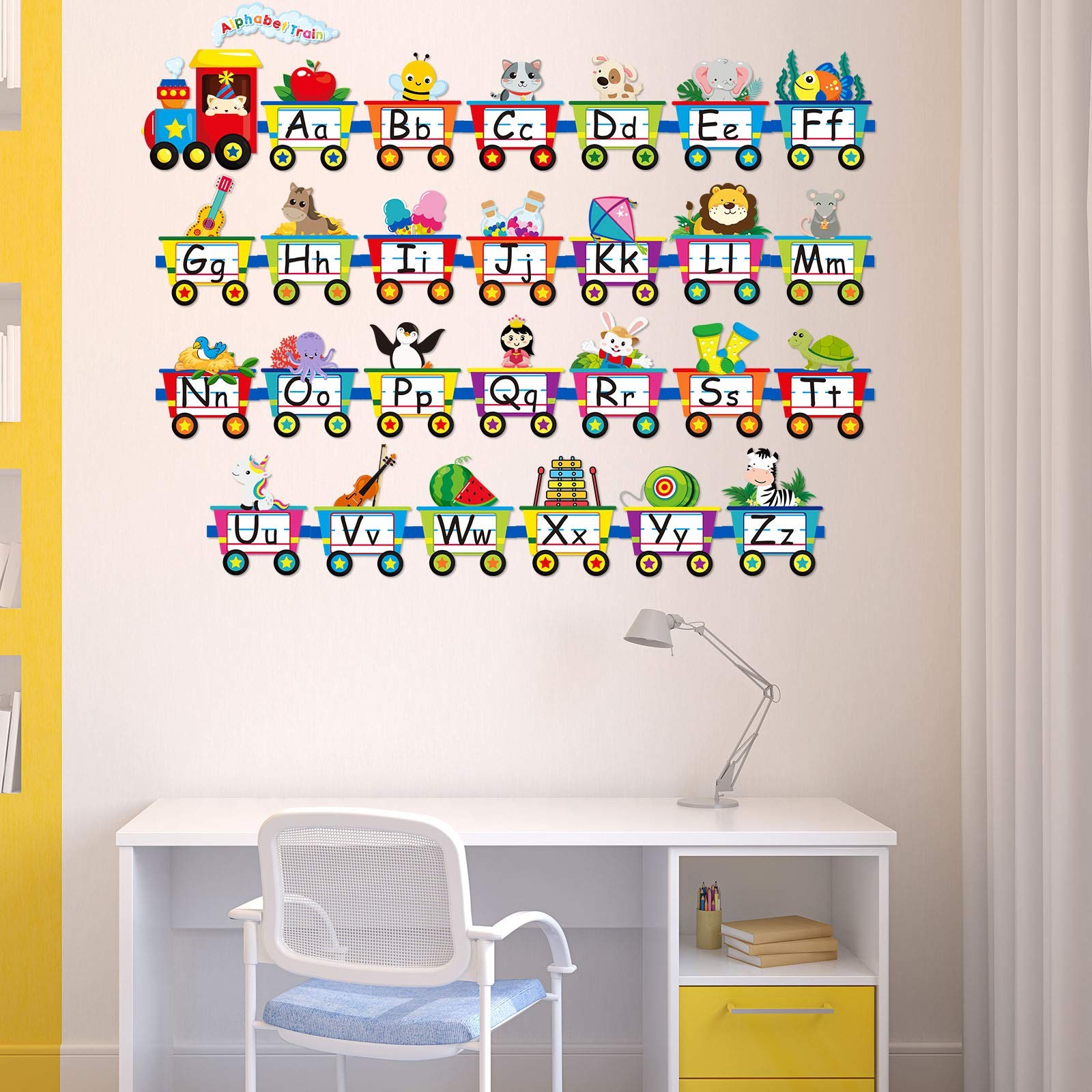 Alphabet Train Wall Decals Peel Stick Animals Alphabet Wall Sticker Early Learni