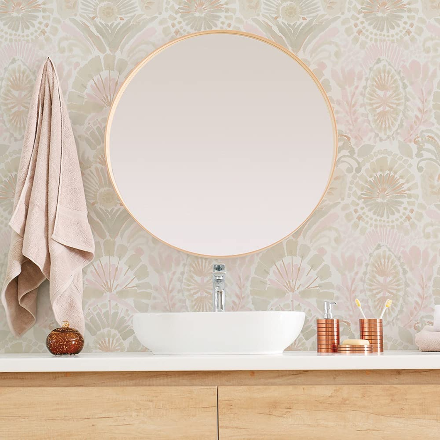 Tempaper Pink Bohemia Damask Removable Peel and Stick Boho Wallpaper, 20.5 in…