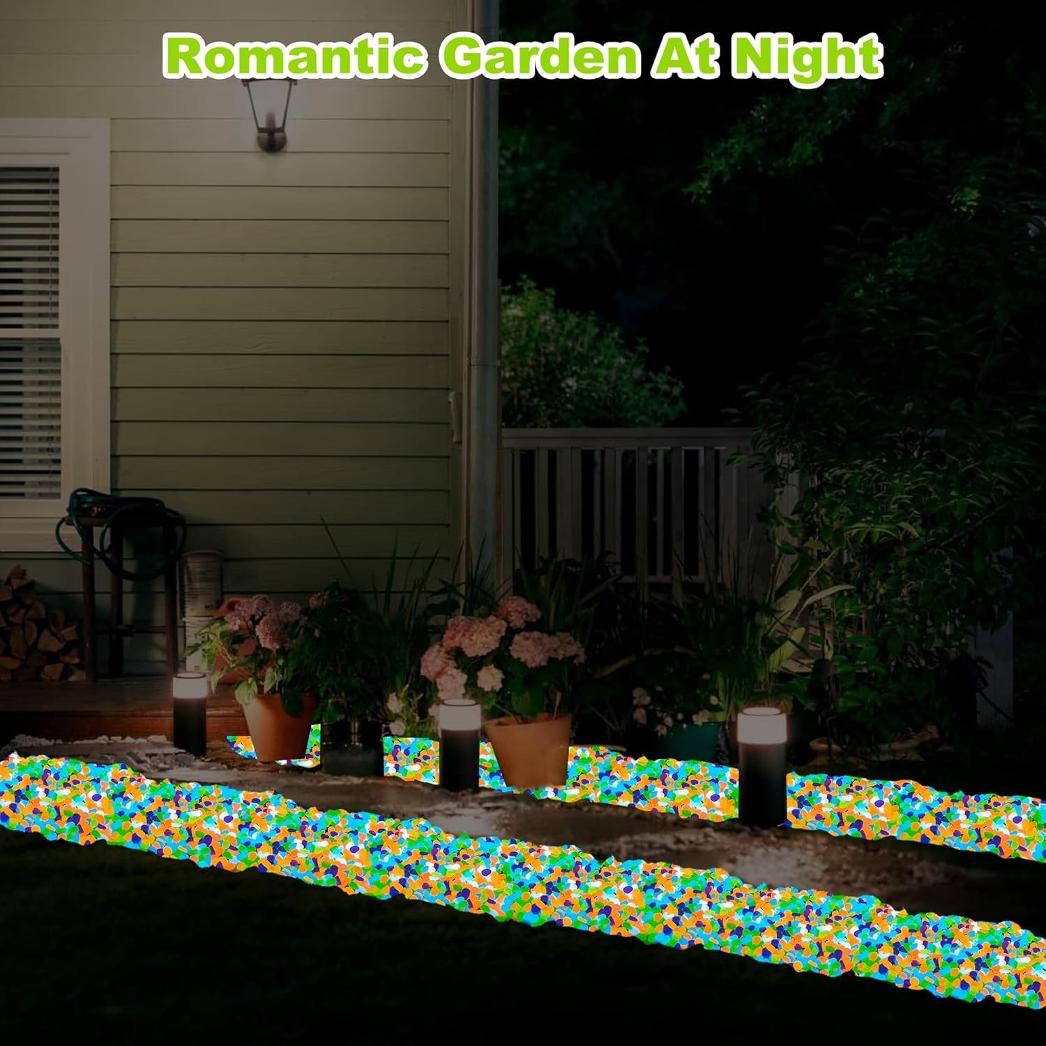 800 piezas de piedras luminosas de jardín de 5-8 mm que brillan en la oscuridad,