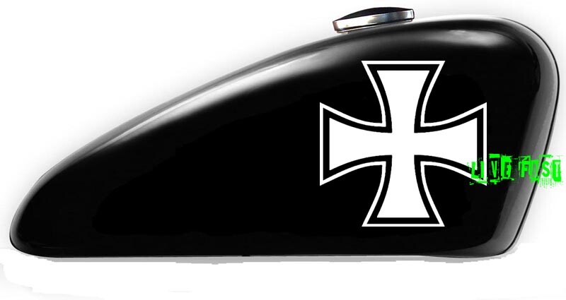 IRON CROSS DECAL STICKER VINYL maltese cross outlaw biker chopper motorcycle