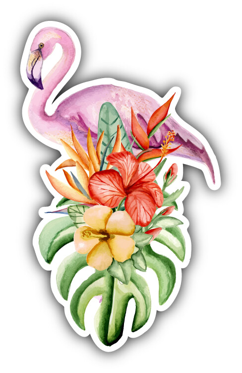 Watercolor Flamingo Bird Car Bumper Sticker Decal