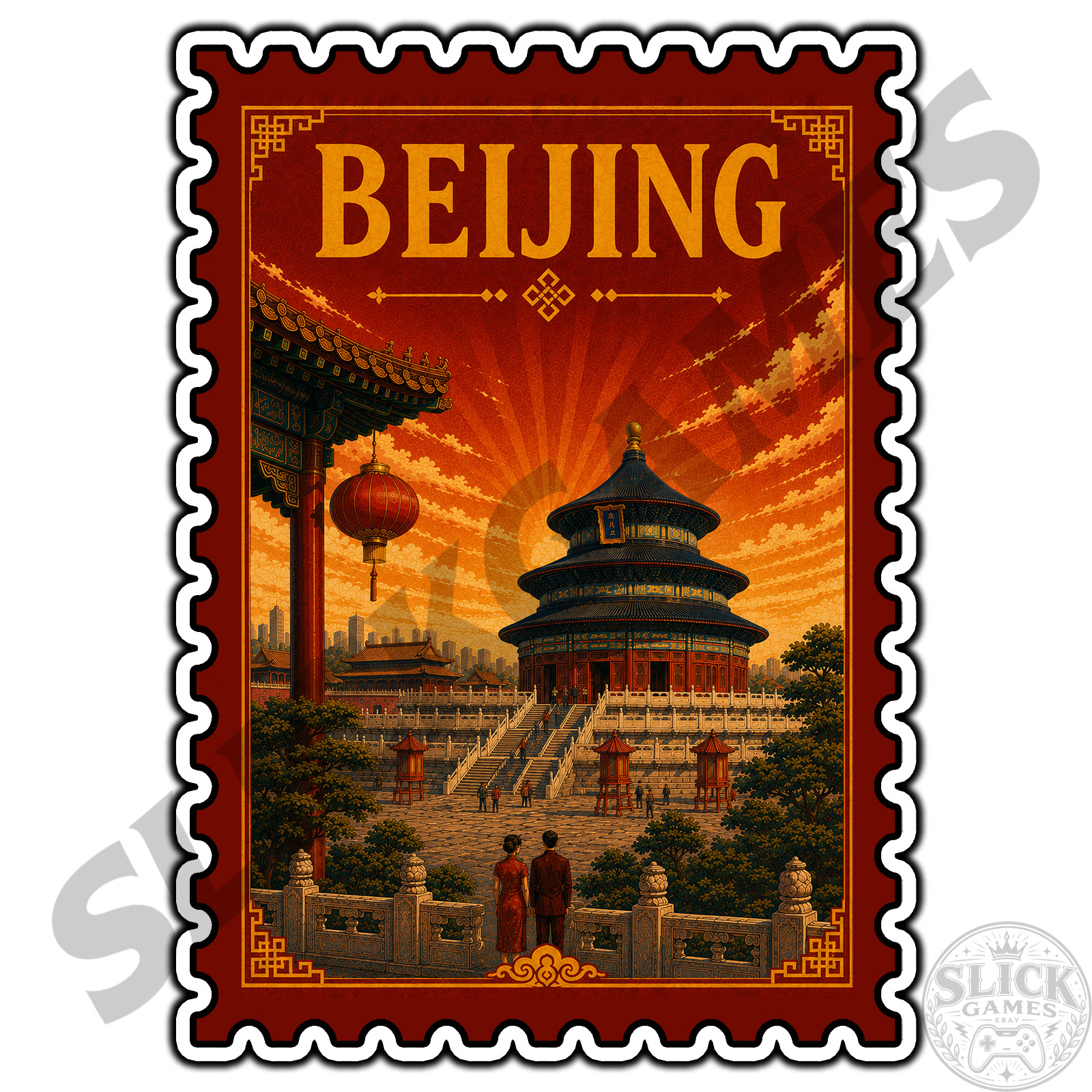 Beijing China Travel Postage Stamp Sticker #1 Waterproof Vinyl Decal Die-Cut
