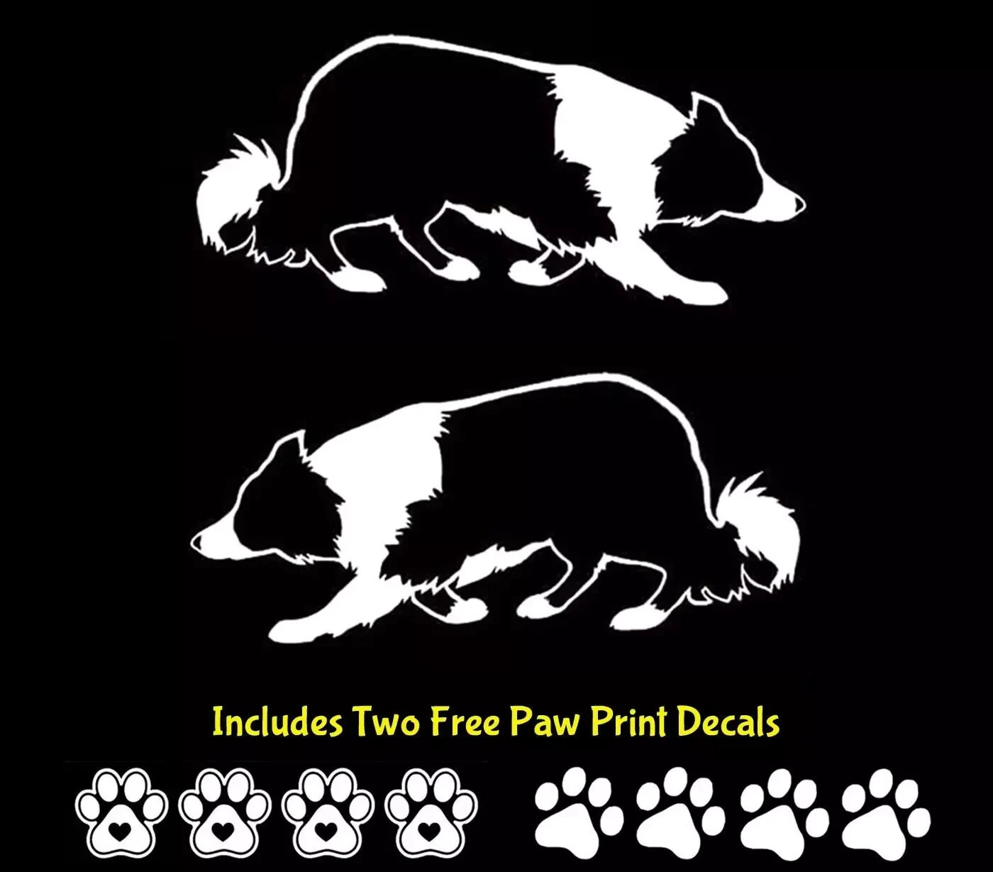 Border Collie Herding Two PK 7" White Vinyl Decals Windows Car Truck RV Camper