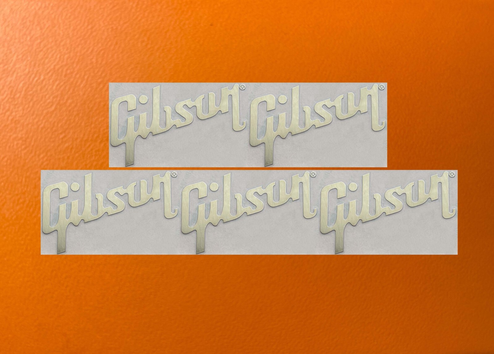 5 pcs Gibson Guitar Golden Color Mirror Sticker Logo Decal Badge 2" x 1.25"