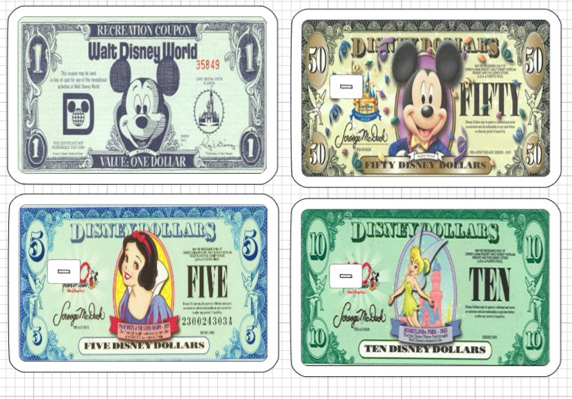 18 Options Disney Dollars Credit Debit Card Skins Disneyland Mickey Mouse Donald