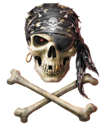 NEW LETHAL THREAT PIRATE SKULL MINI DECAL STICKER 2.75"x3.5" LT55057