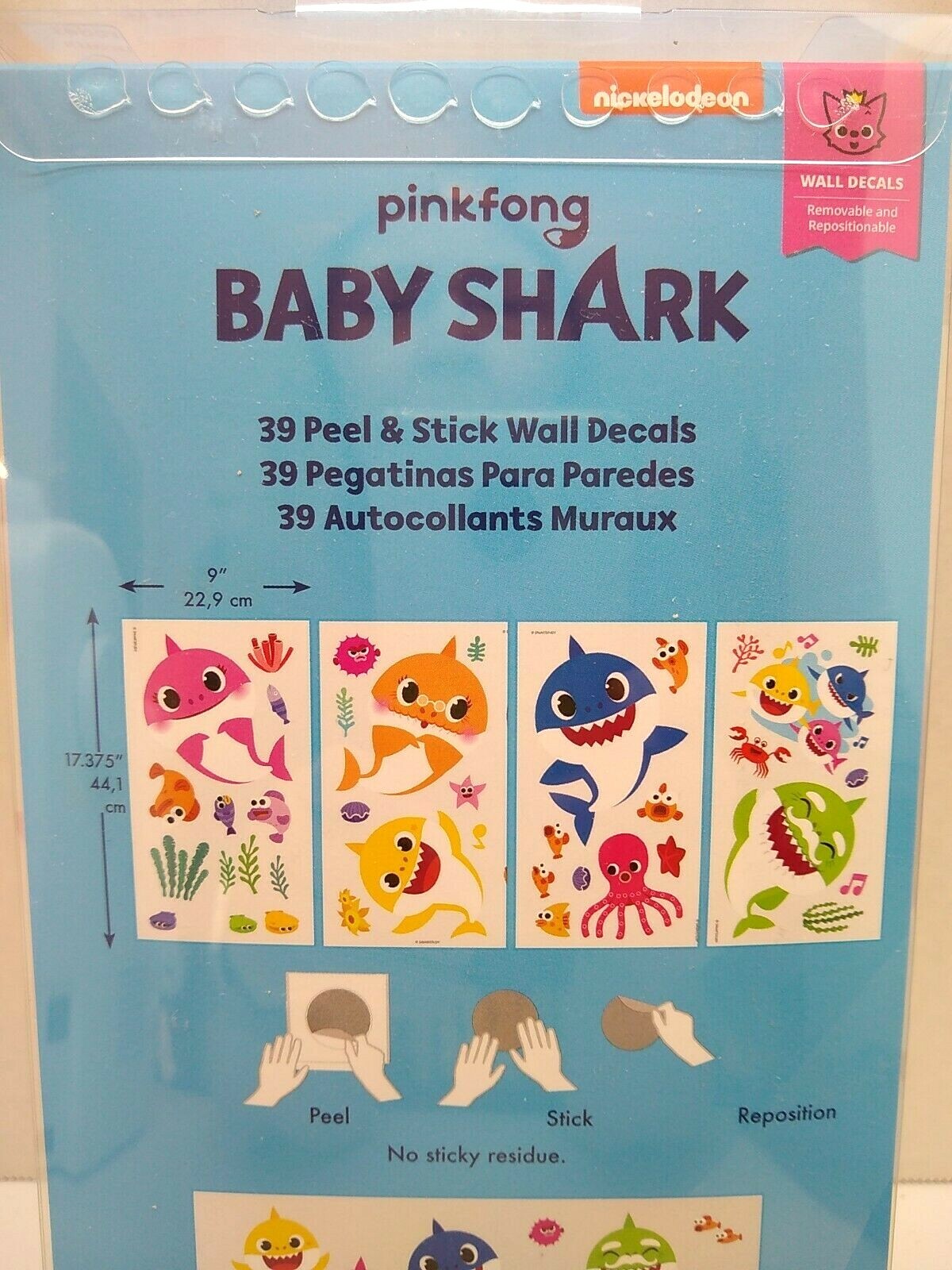 Baby Shark Wall Stickers Party Supplies Decorations Decals 39 Reusable Pink Fong