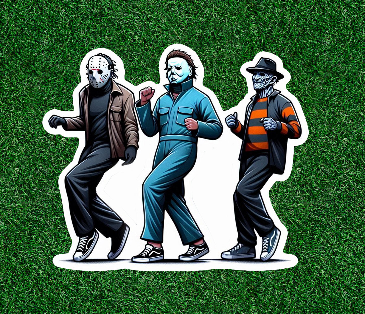 Jason, Michael Myers and Freddy dancing waterproof sticker decal – several sizes
