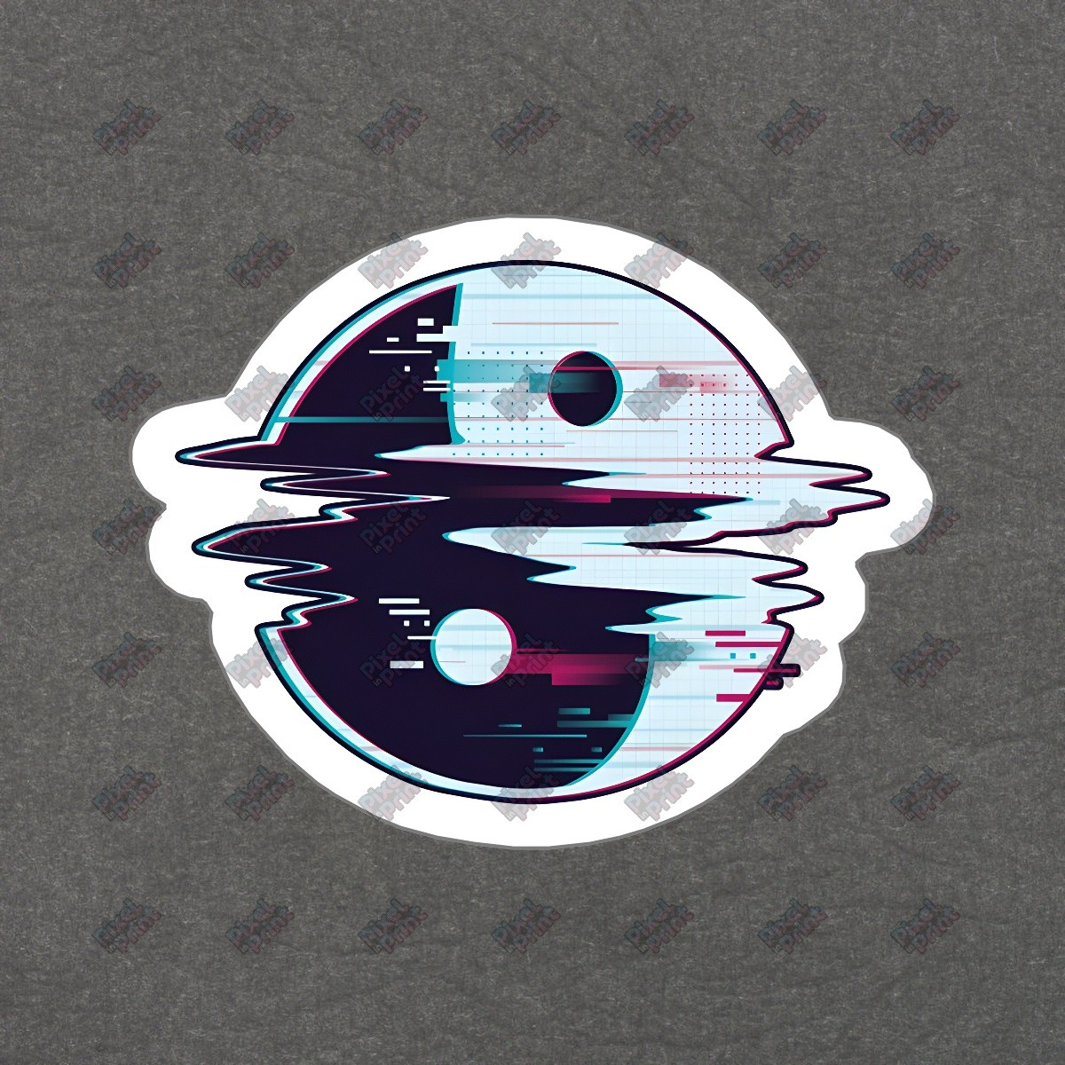 Retro Yin Yang Space Vinyl Sticker Cosmic Decal for Laptops, Water #719607