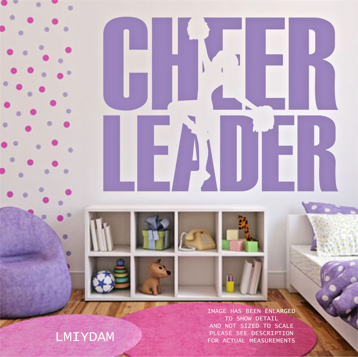 CHEERLEADER ART LARGE WALL VINYL DECAL CUSTOM MADE 22X30" COLOR CHOICES