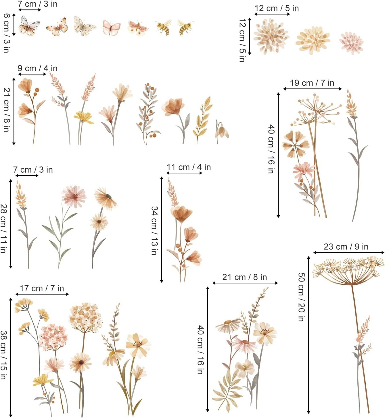 Boho Flower Wall Decals Wildflower Floral Dandelion Grass Wall Stickers Baby …