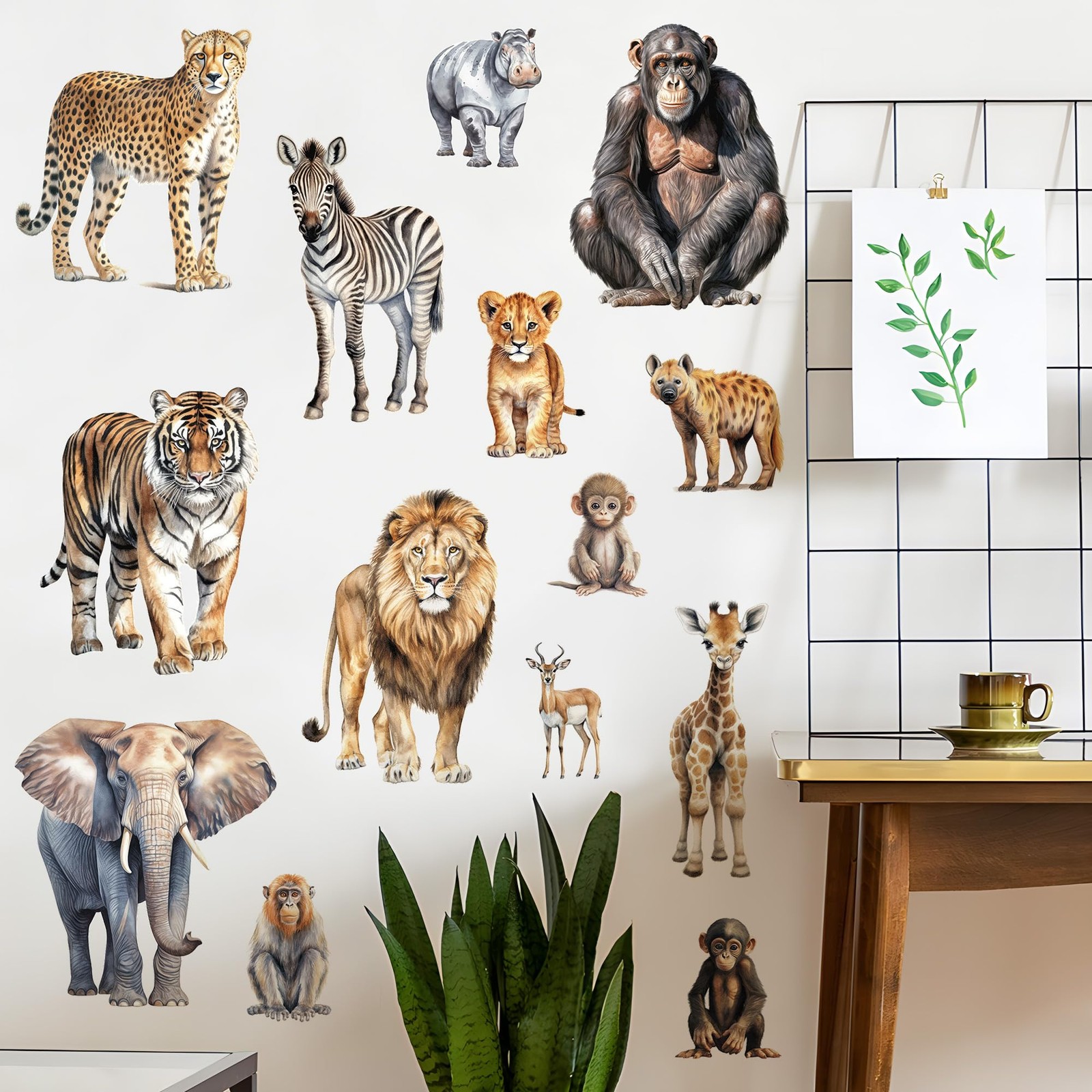 Removable 3D Nature Jungle Wild Animals Wall Stickers DIY Peel and Stick Safa…