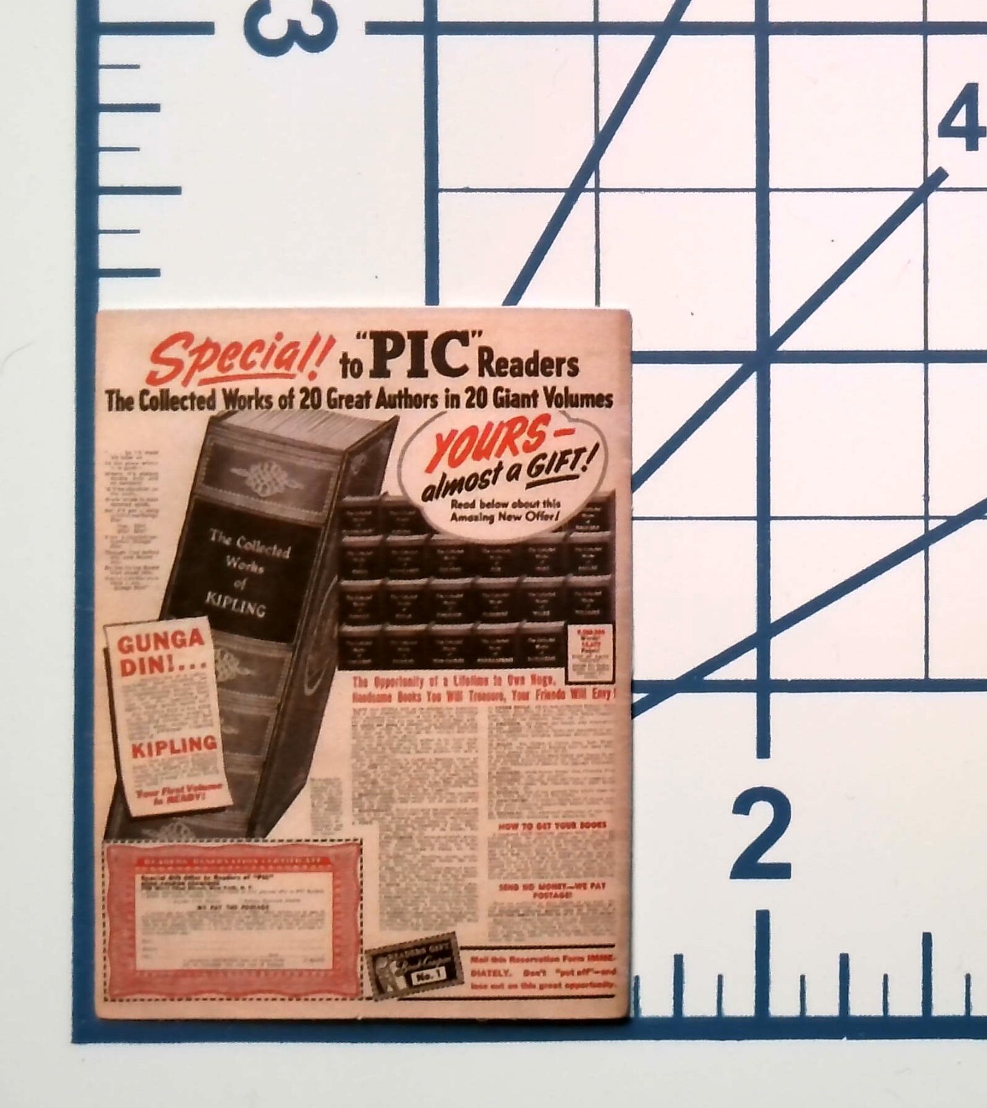 Kipling Collected Works Vintage Book Ad Sticker Magazine PIC Readers Gunga Din