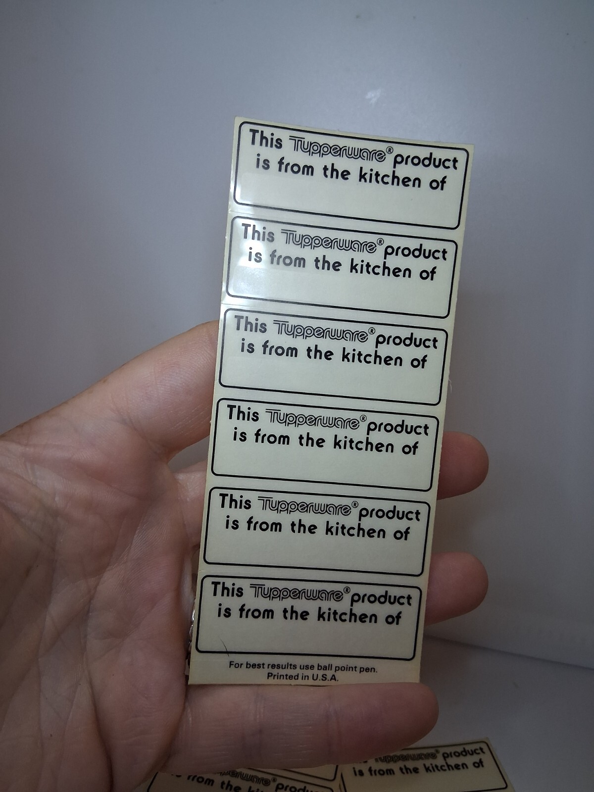Tupperware Dish Labels Stickers "PRODUCT FROM KITCHEN OF" Tags 3 Sheets 21 Total