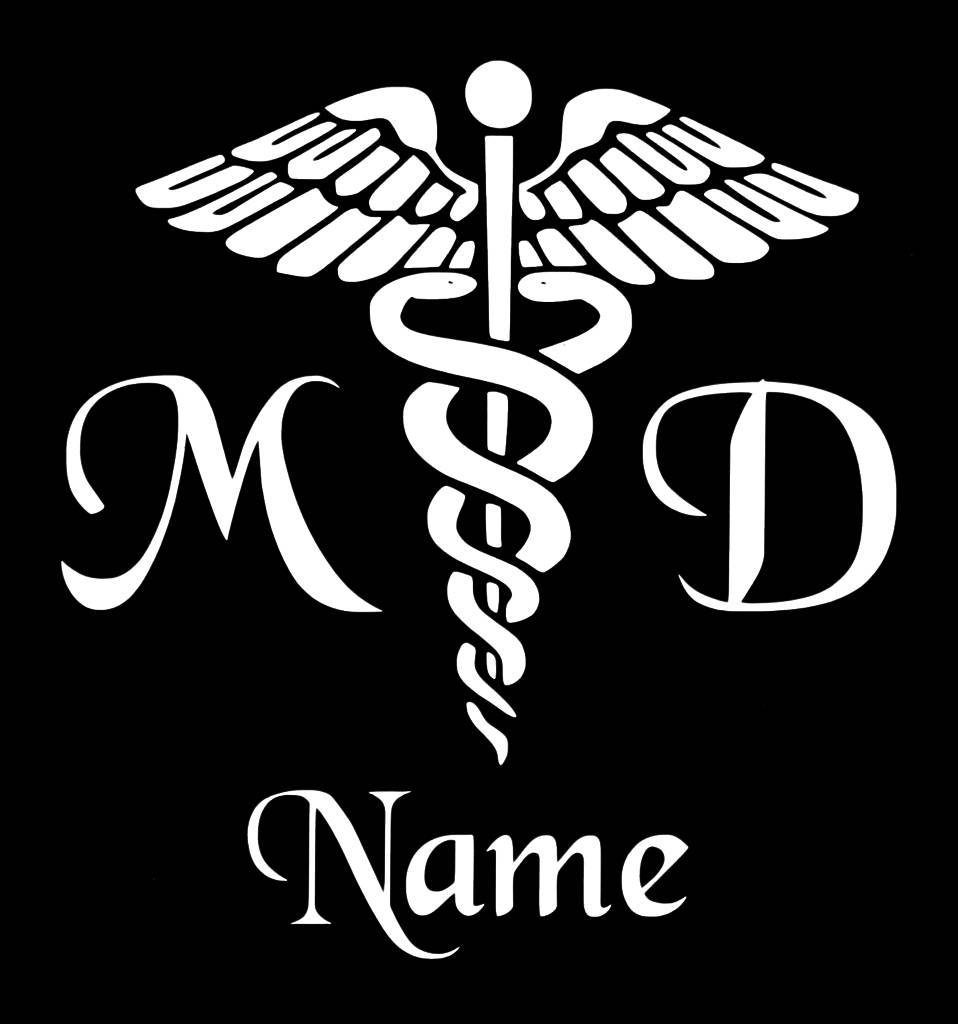 Personalized Caduceus Snake Medical Emblem Vinyl Decal Sticker MD Doctor Yeti