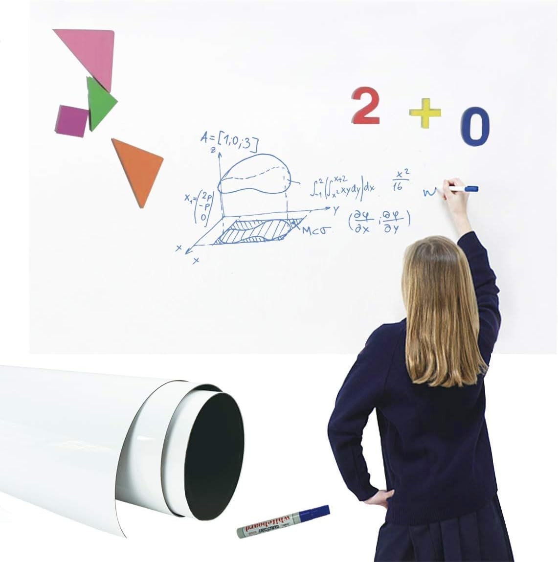 MAGJOY PREMIUM IRON LAYER STICKER TO MAGNET WHITE BOARD – WHITE, 47 X 70