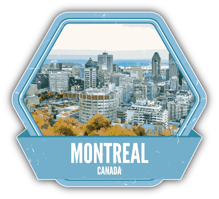 Montreal Canada Grunge Vintage Travel Label Car Bumper Sticker Decal