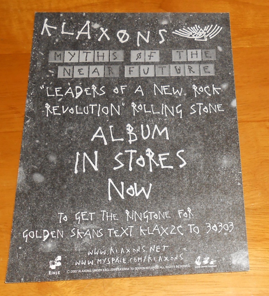 Klaxons Myths of the Near Future Sticker Sheet Promo (rectangle) 8×6