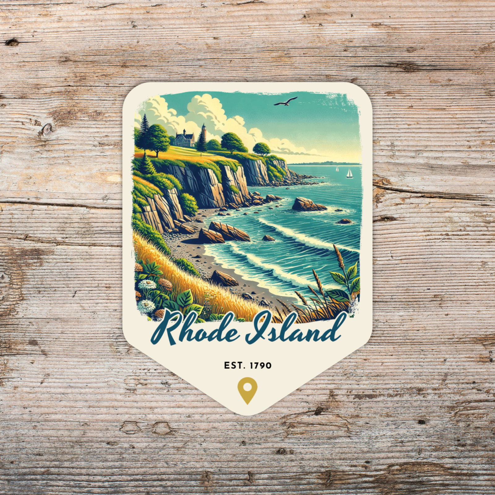Rhode Island Retro State Sticker Travel Vinyl Decal for Laptop Water Bottle Car