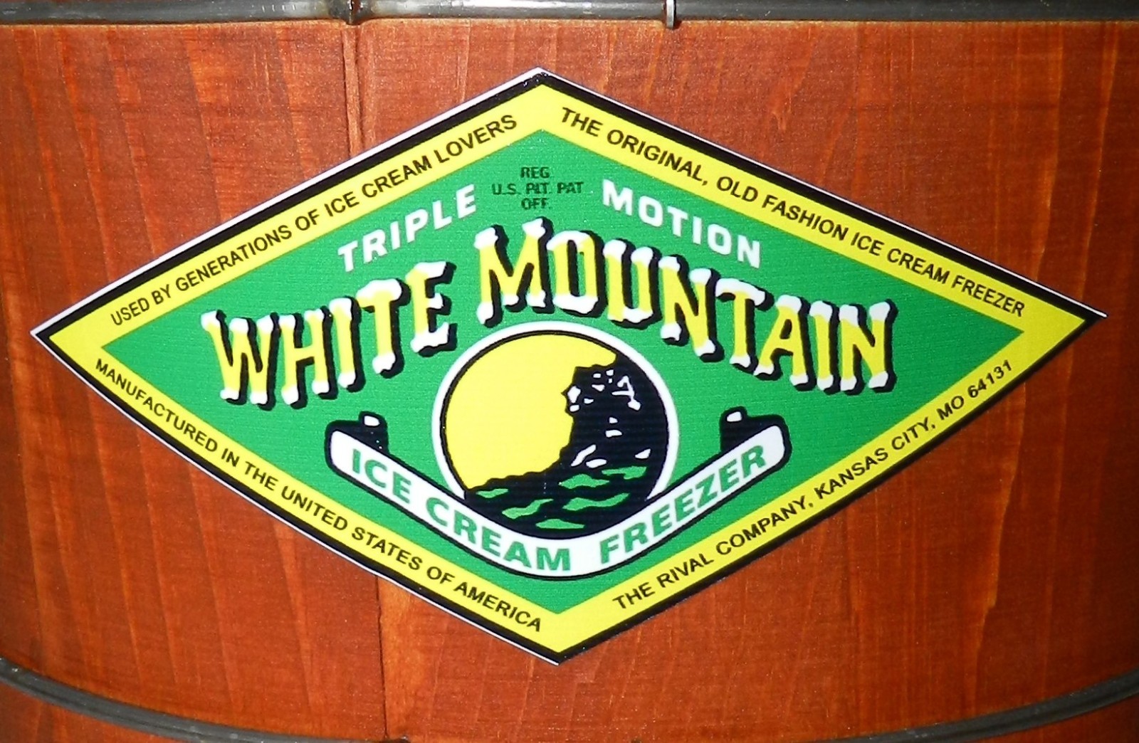 Replacement Sticker White Mountain Ice Cream Freezer Maker Size 7" x 3.5" EASY