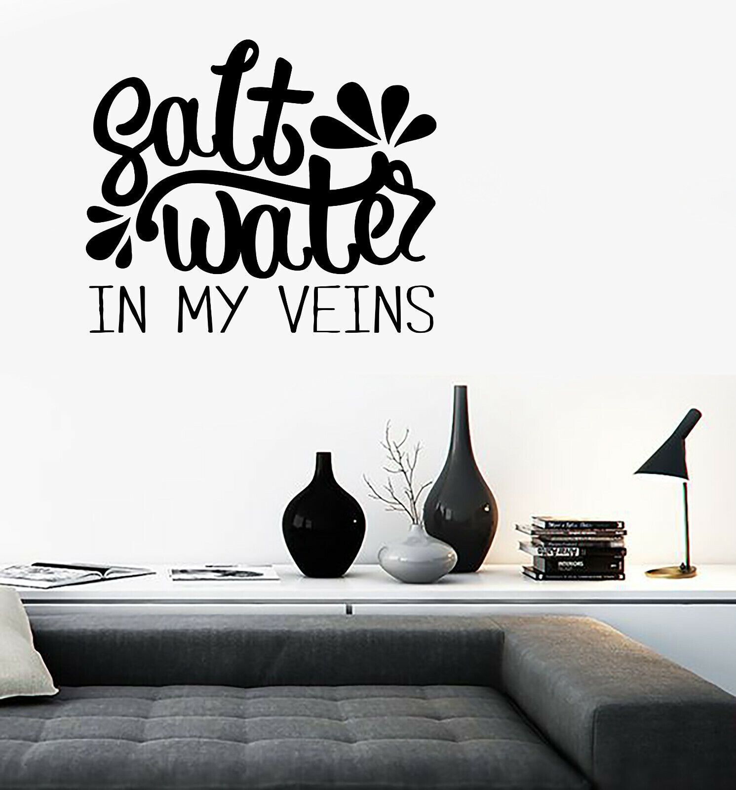 Vinyl Decal Wall Sticker Quote World Phrase Salt Water in My Veins (n1332)