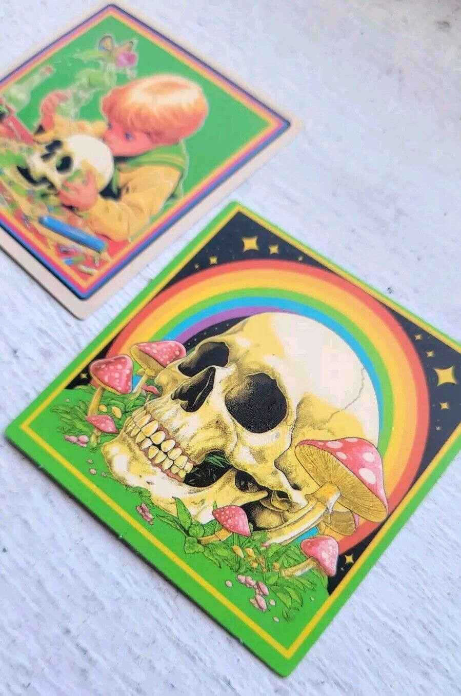 Haunted Doll Active Spirit Creepy Skull Boy Mad Scientist Sticker Lot Of 2 Pcs