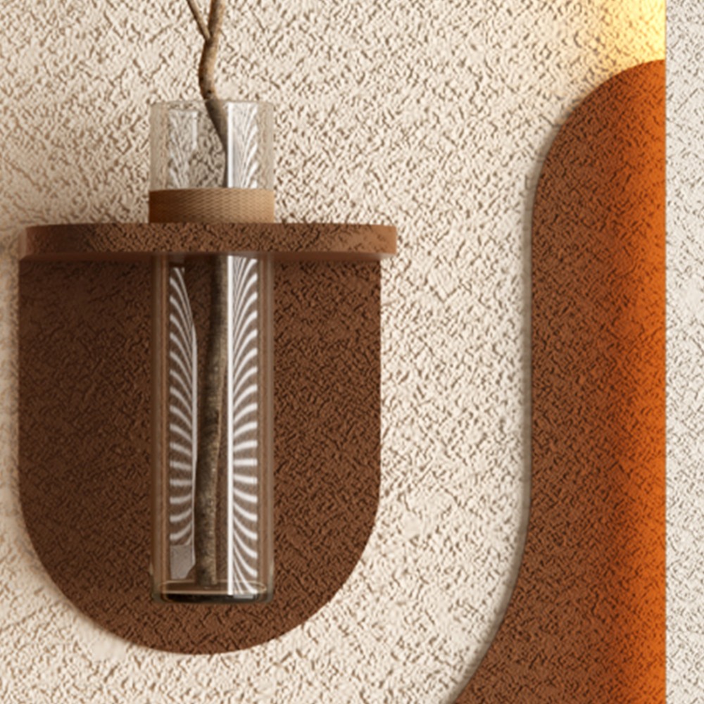 Adjustable 3-Color LED Sandstone Wall Decor with Simulated Green Plants
