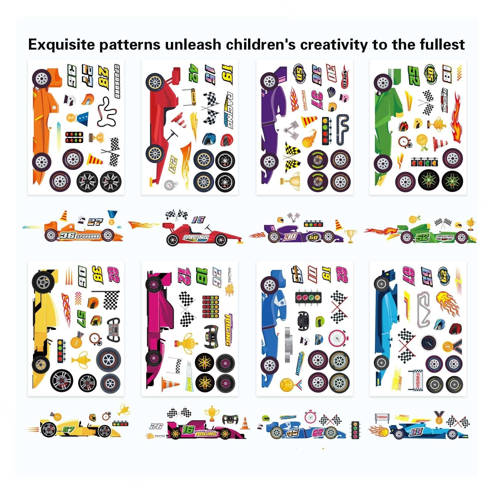 24 Sheets Make Your Own Race Car Stickers, Sporty Racing Car Stickers for Kid…