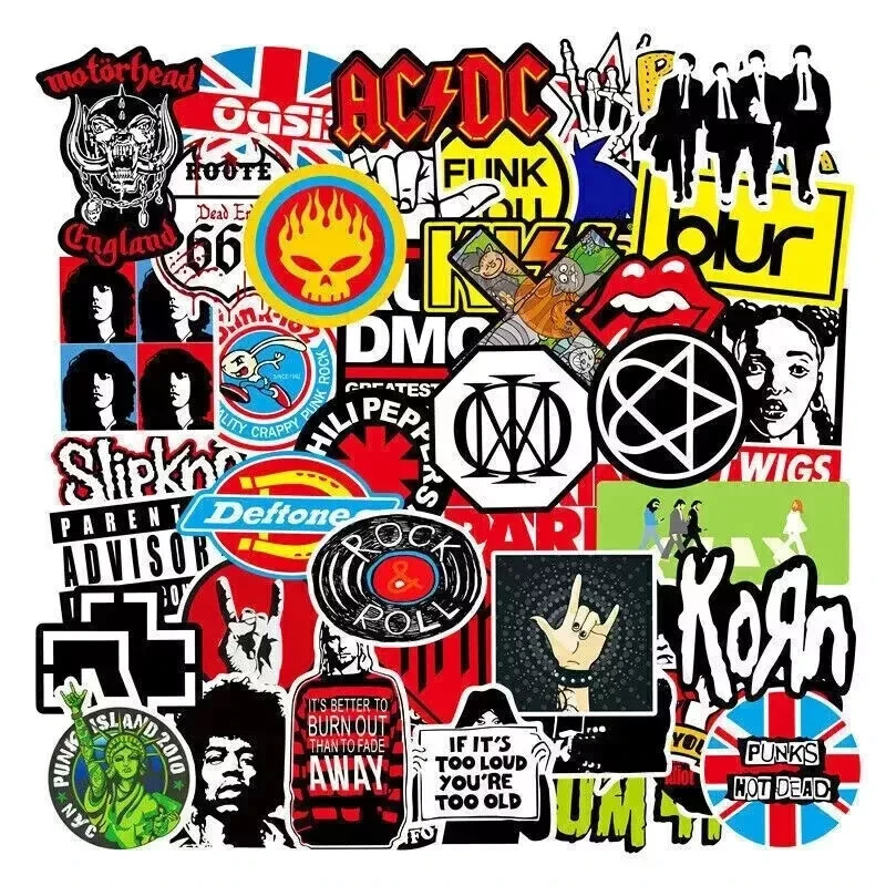 US 100PCS Rock Band Stickers Lot Punk Music Heavy Metal Bands Sticker Decal