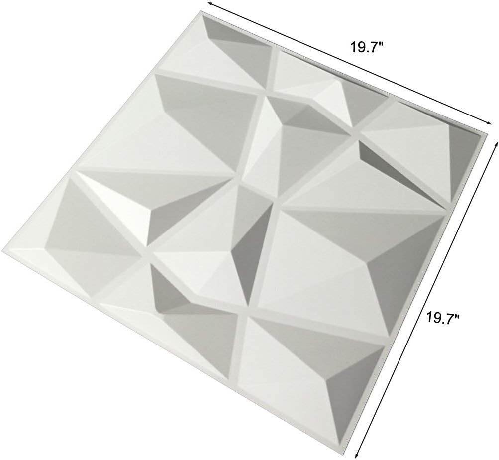 12 Pack 3D Diamond Design Wall Panels 19.7"x19.7" PVC Panel for Interior Wall…