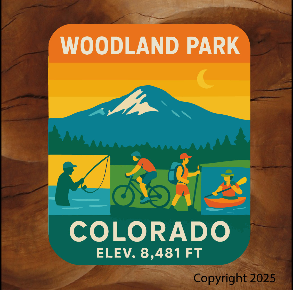 Woodland Park Co water bottle sticker & Decals Mountain range