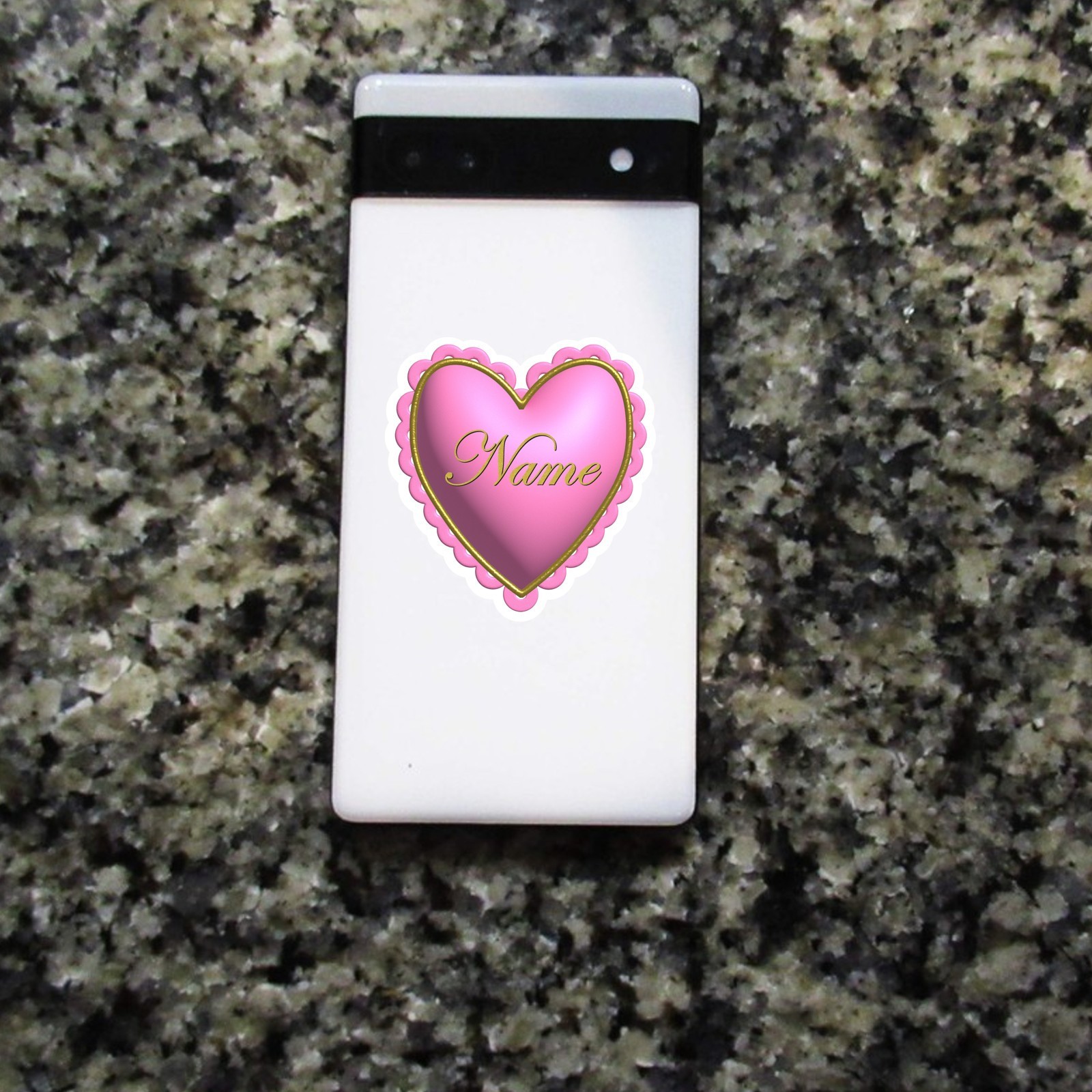 Personalized Vinyl Sticker Pink Heart Custom Name Bottle Laptop Phone Notebook