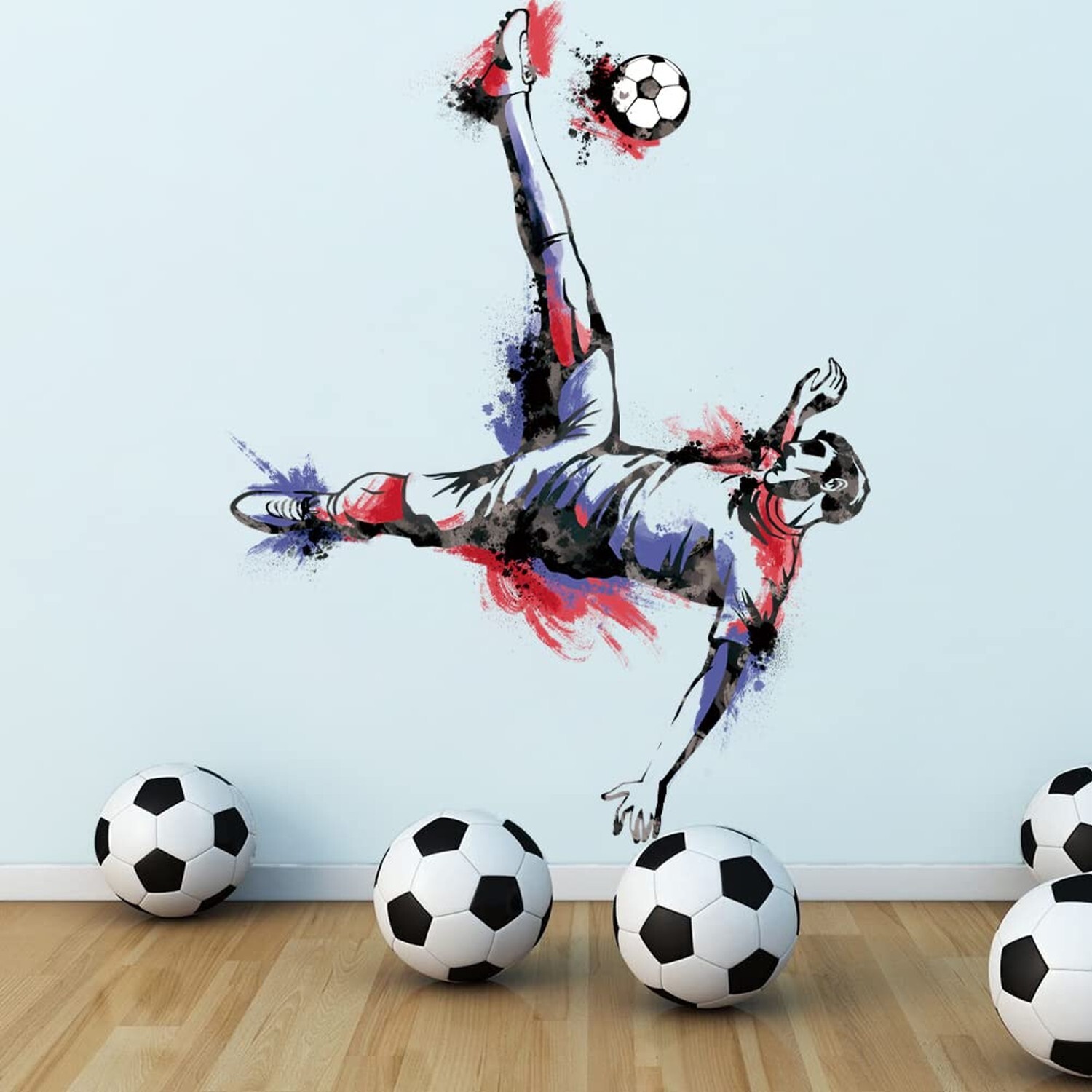 Runtoo Soccer Player Wall Art Decal Sports Wall Stickers Teens Boys Kids Bedr…