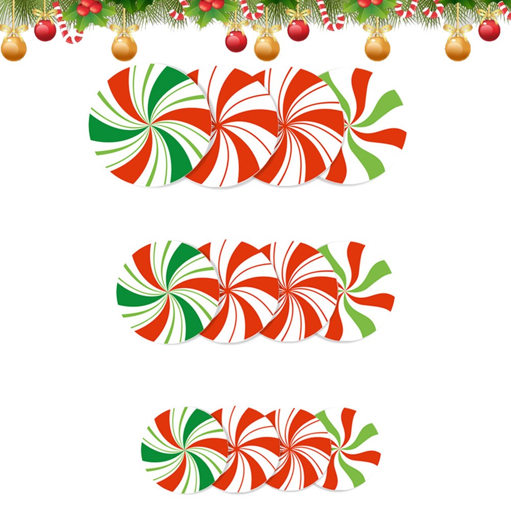 12 PCS Candy Wall Decal Glitter Chriastmas Sticker Christmas Decor