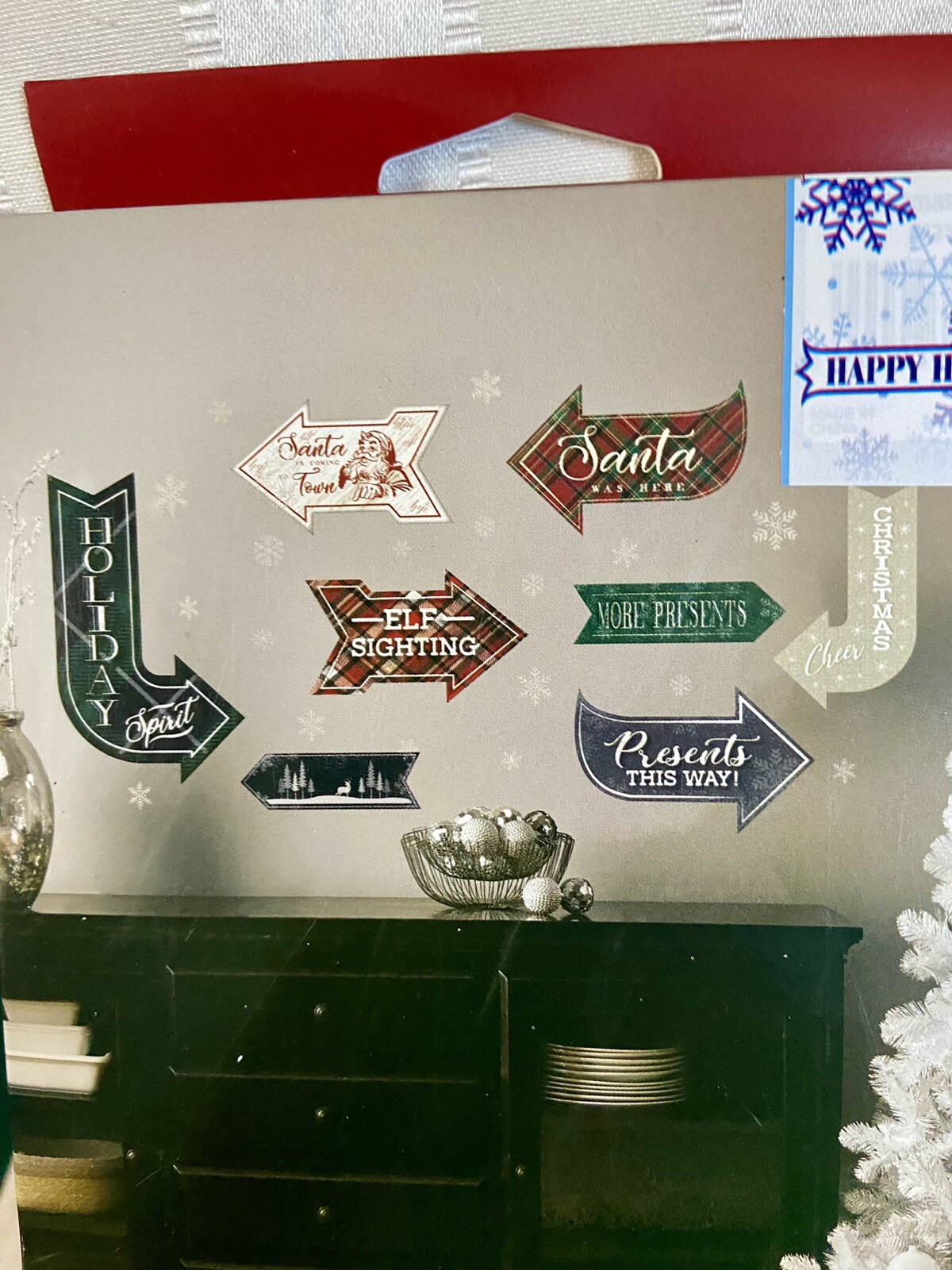 Repositional Christmas Wall Clings Decor Box Of 8 Designs NEW!