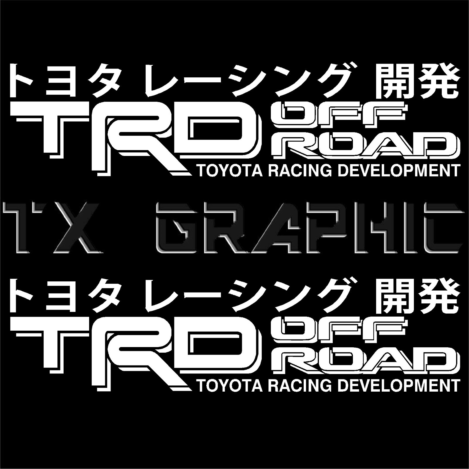 KANJI TRD RACING DEVELOPMENT OFF ROAD TACOMA TUNDRA TRUCK, 1 SET OF 2