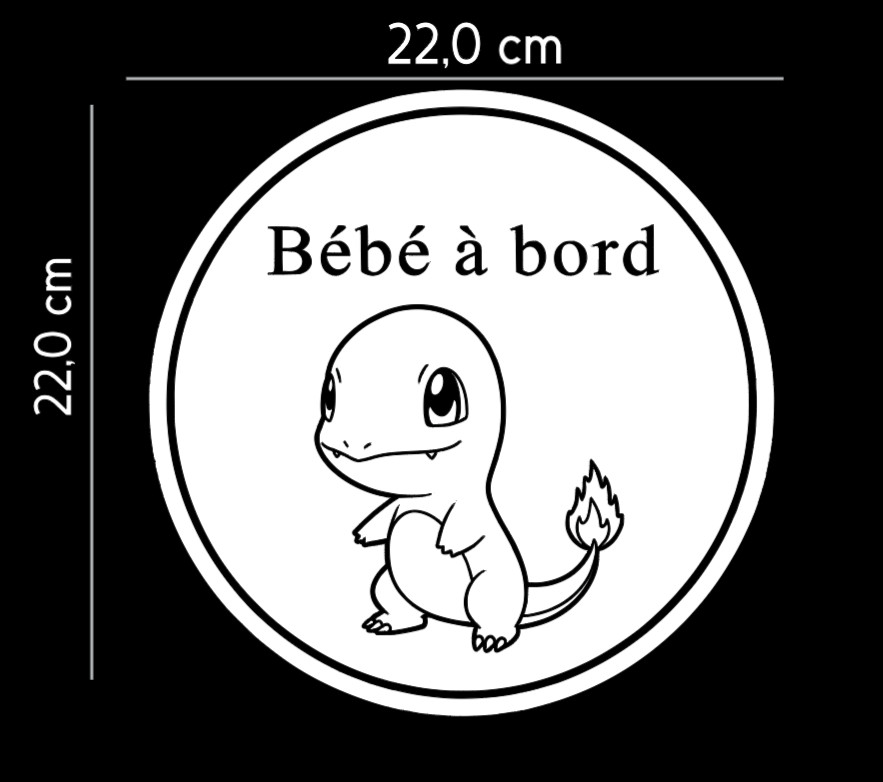 Baby on board – Pokémon Salameche – vinyl – car, truck, truck – decal, window