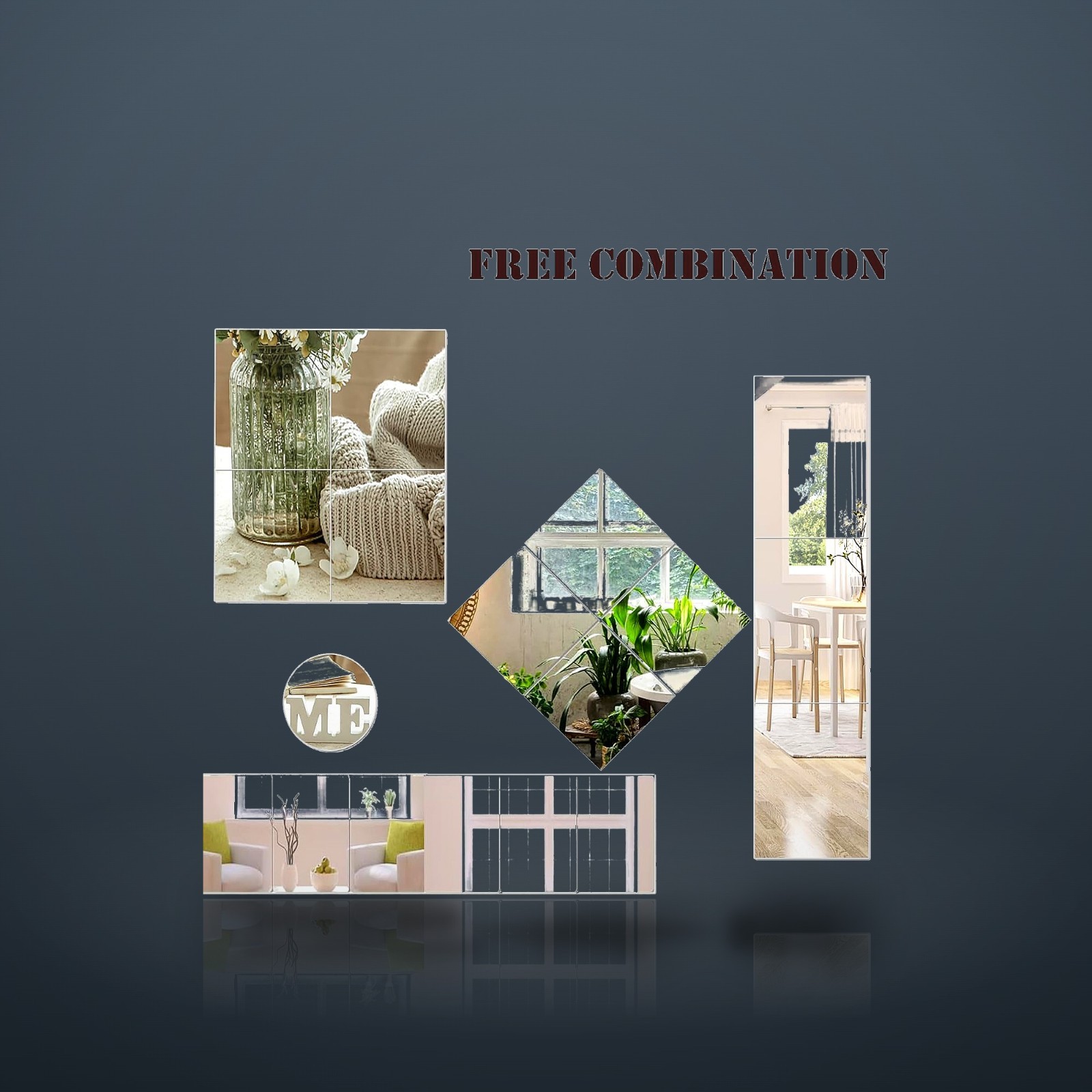 8×6 Inches Self Adhesive Acrylic Mirror Tiles 0.2mm Waterproof Flexible Mirro…
