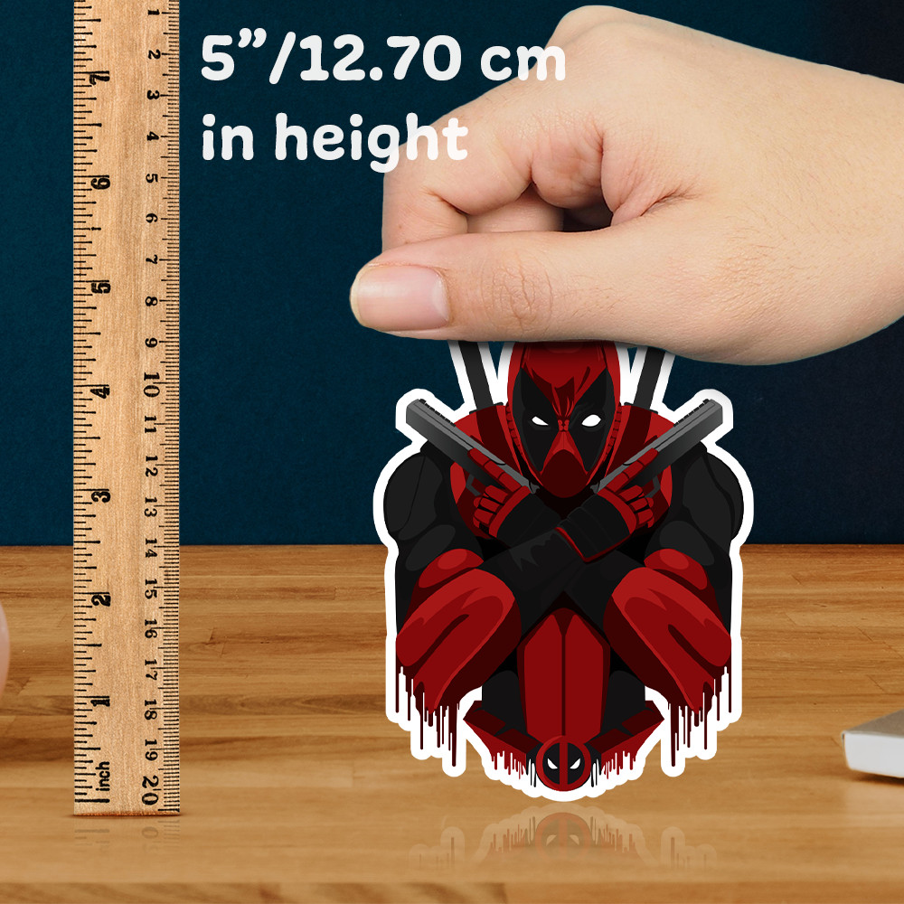 Deadpool Adhesive Vinyl Decal, Weatherproof Sticker 5"W x 5"H