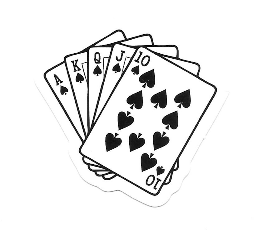 Royal Flush Spades Playing Cards die cut Sticker Poker Hand Casino Gambling Gift
