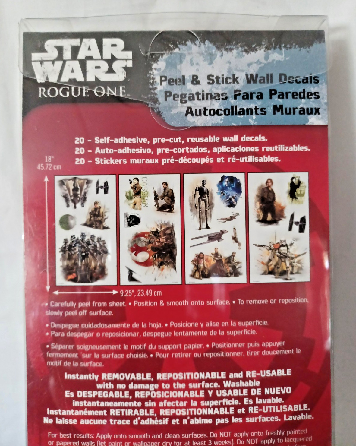 Removable, Repositionable and Reusable 18"x9.25"–20 Star Wars–Wall Decals