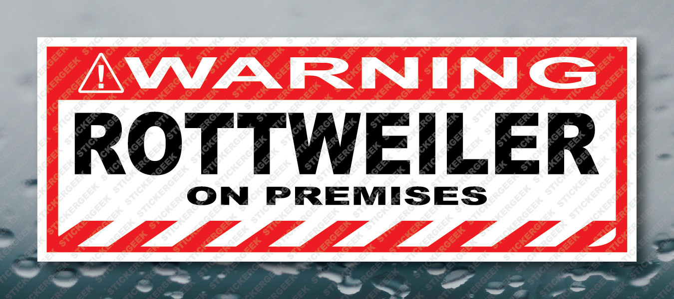 Warning Bumper Sticker ROTTWEILER ON PREMISES Prank Gag Joke Decal