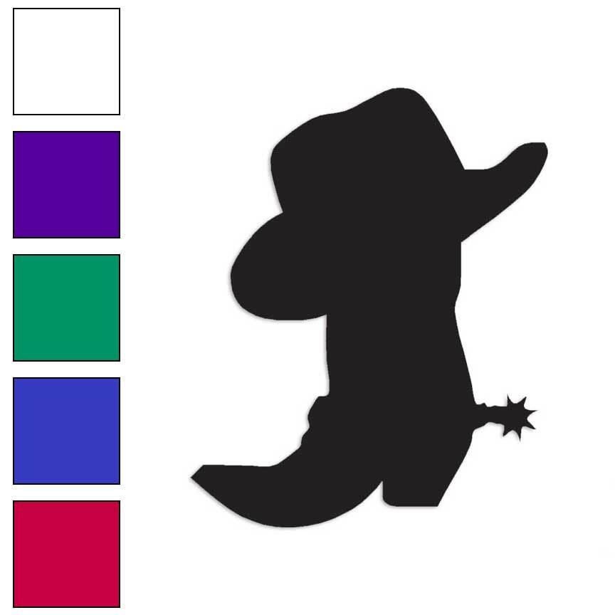 Cowboy Boot Western Hat, Vinyl Decal Sticker, Multiple Colors & Sizes #119